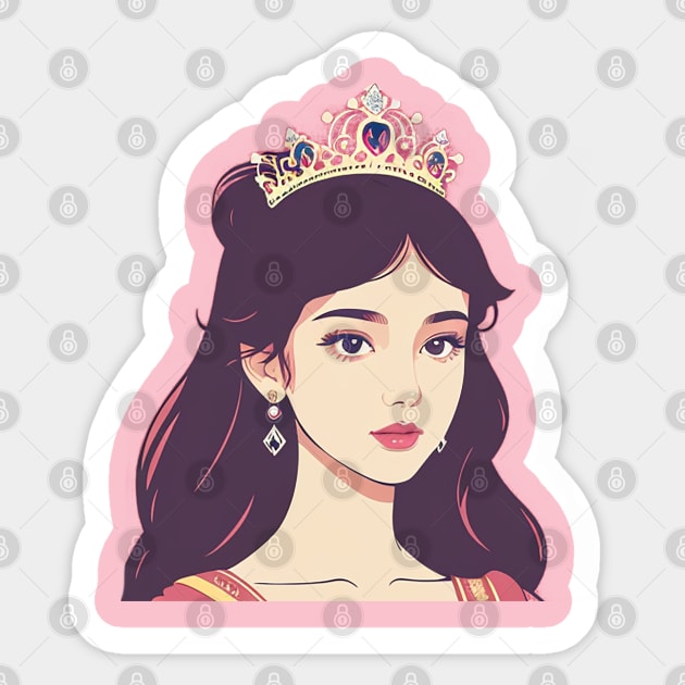 Illustration of a Young Princess in Pink Sticker by CursedContent